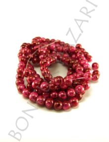 6 mm Çizgili Boyama Cam Boncuk - Pembe (6DK216)