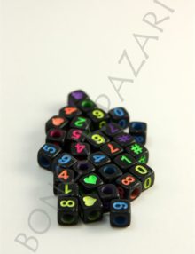 6 mm Plastik Zar Rakam Karışık (9011)