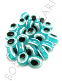 Plastik Gözlü Boncuk 9x12 mm -Şeffaf Turkuaz (PL1047)